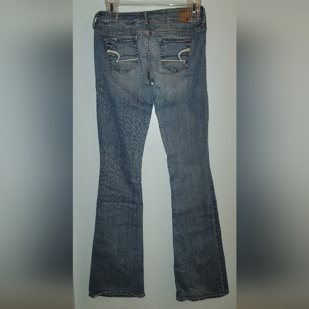 American Eagle Denim Jeans size 00 vintage Y2K decorative stitching stretch - Picture 2 of 16